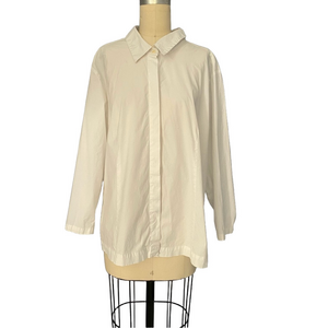 Eileen Fisher White Button Down Blouse 2X Classic Closet Staple